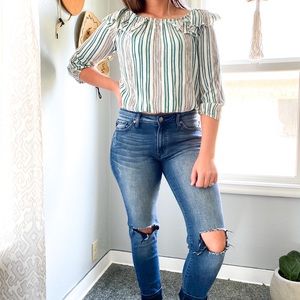 New down East ruffle crop blouse